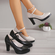 Women's Mary Jane Shoes with Ultrahigh Block Heel Solid Color Lightweight Spring Style