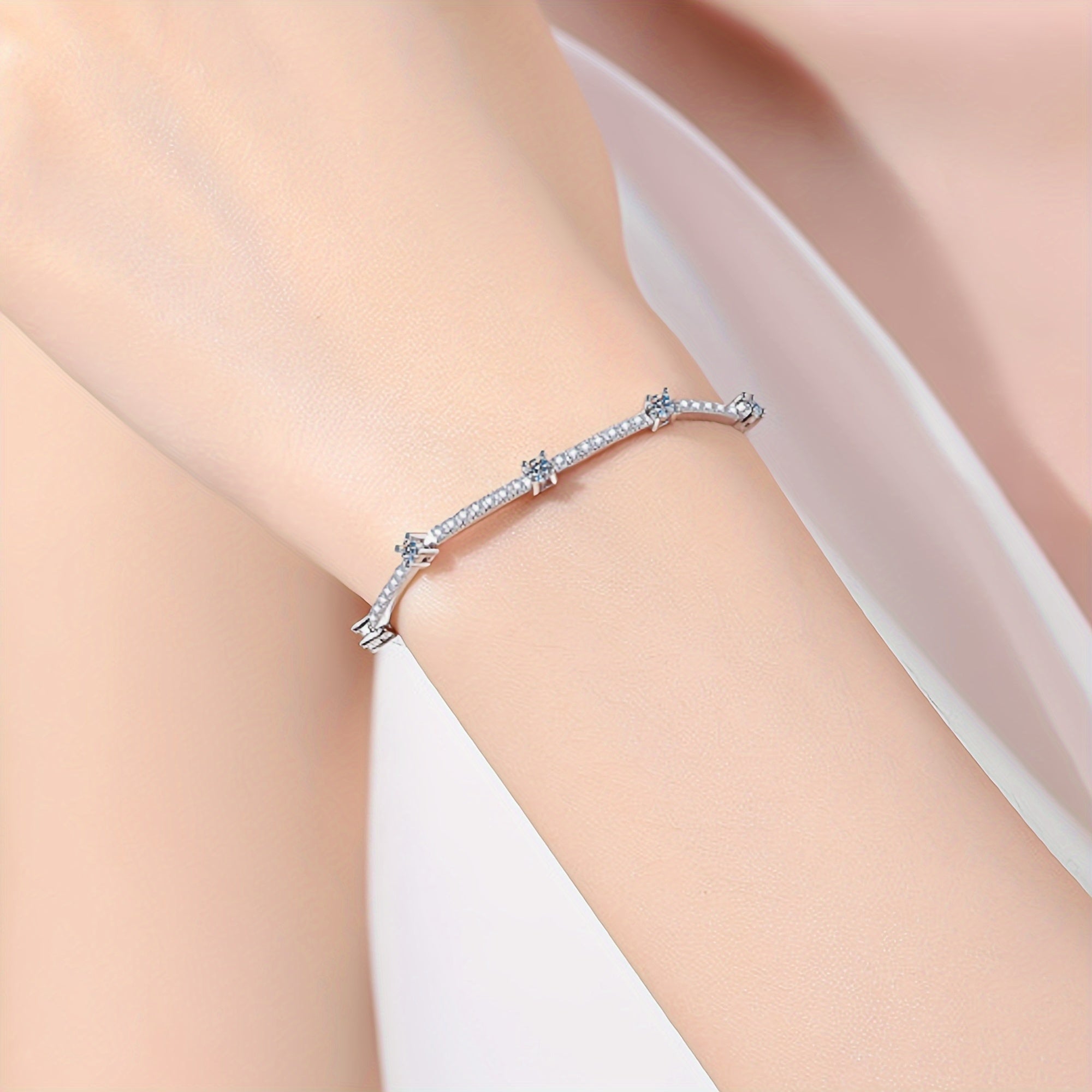 Silver Bracelet with 1.67ct Moissanite Stone for Women Daily Wear Gift