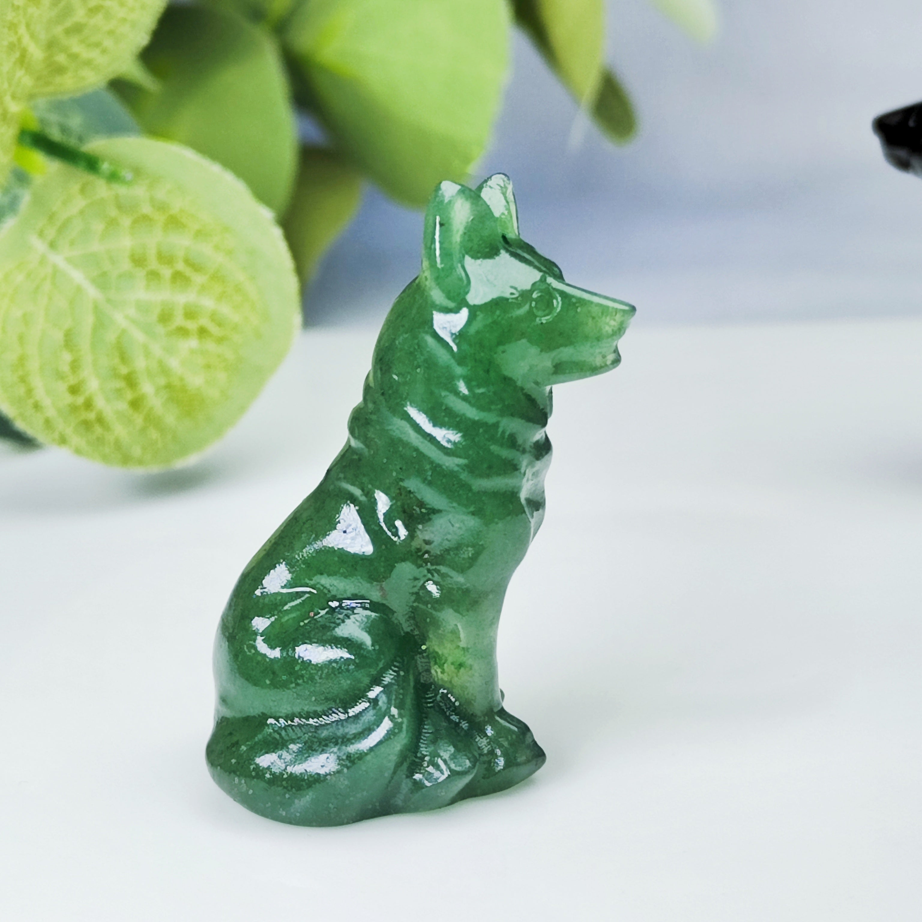 Kristall bilan oymali Bo'ri figuriya, uy bezaklari va sovg'alar uchun hayvon skulpturasi