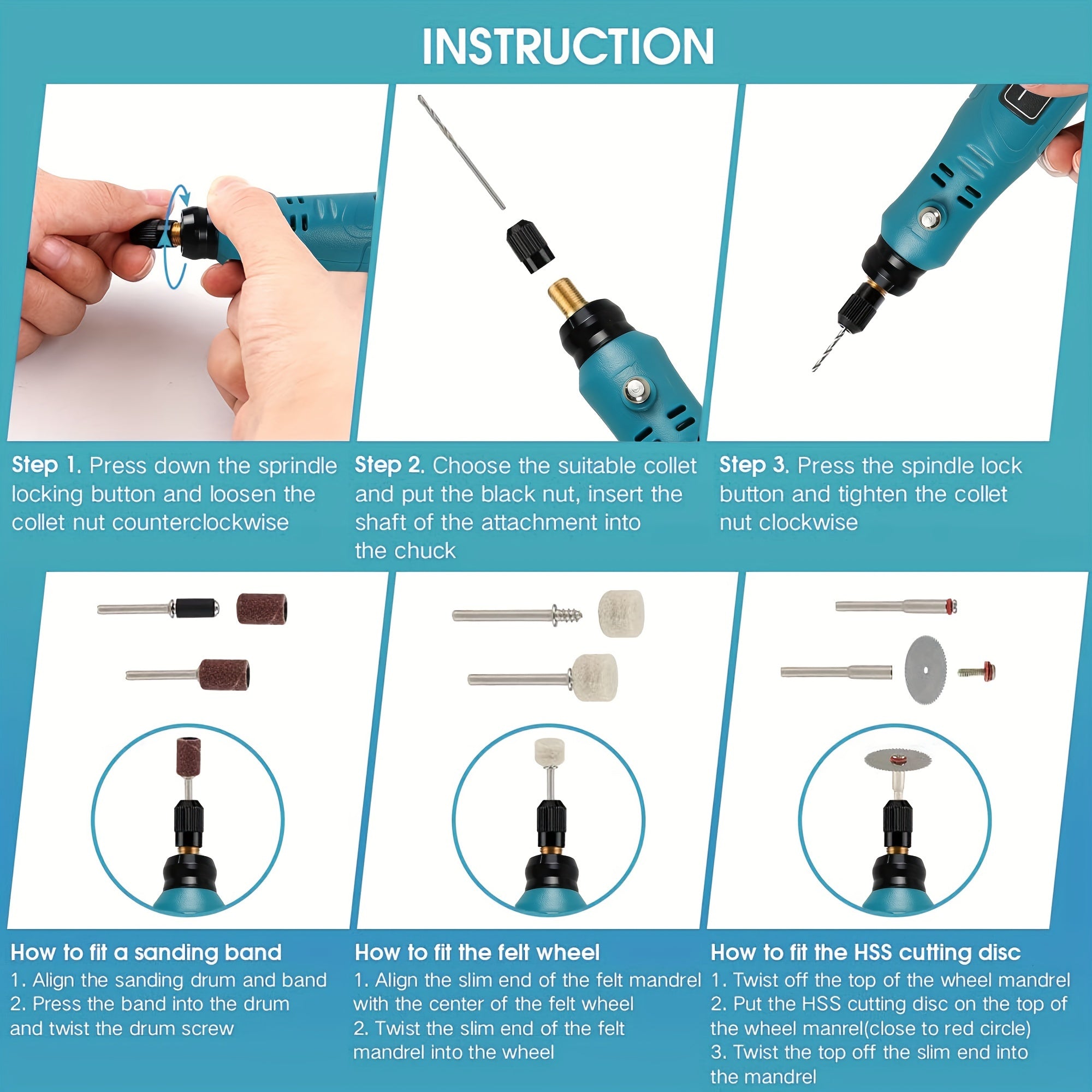 Cordless Rotary Tool 3.6V USB Rechargeable with 48 Accessories for Sanding Polishing Drilling and Engraving