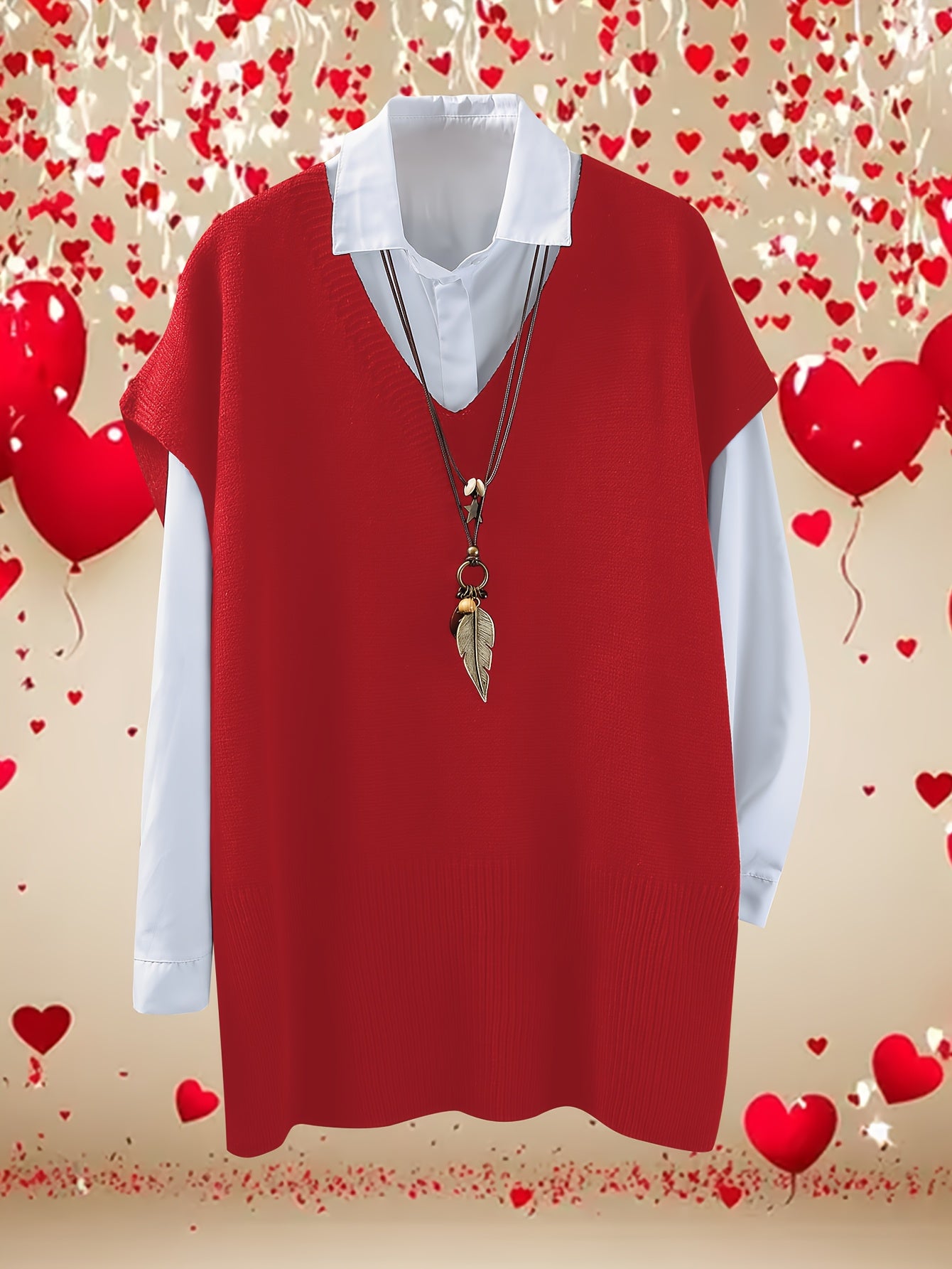 Katta o'lchamdagi ayollar uchun yirtqichlari bo'lgan bir rangli V-yuqori pullover.