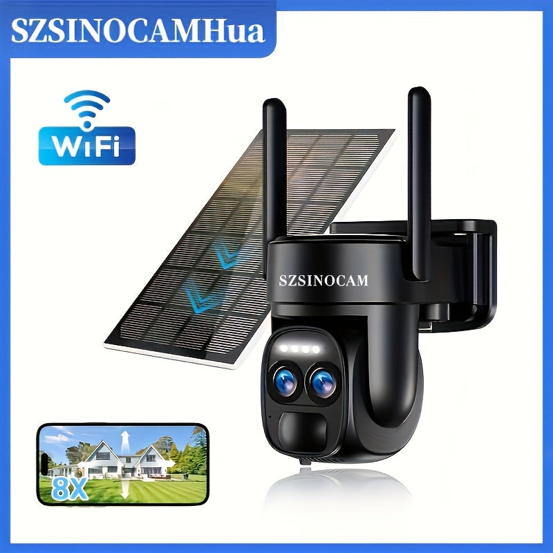 Wireless Outdoor Security Camera System with Dual Lens Motion Spotlight Color Night Vision Two-Way Talk 8x Hybrid Zoom