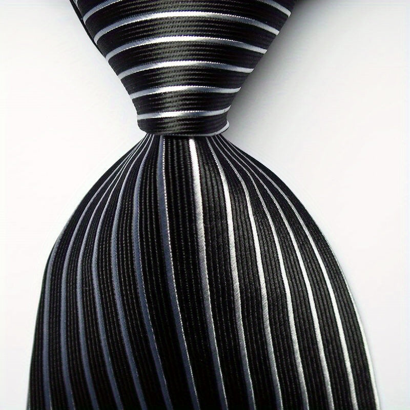 Men's Jacquard Woven Striped Plaid Tie Set in Blue Green Red Orange