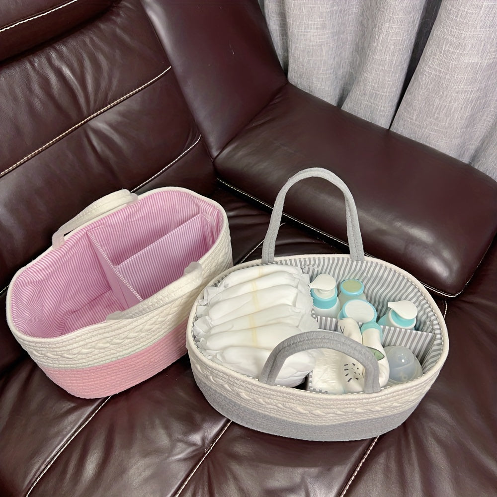 Nursery Storage Organizer Rope Basket for Diapers and Toys for Boys and Girls