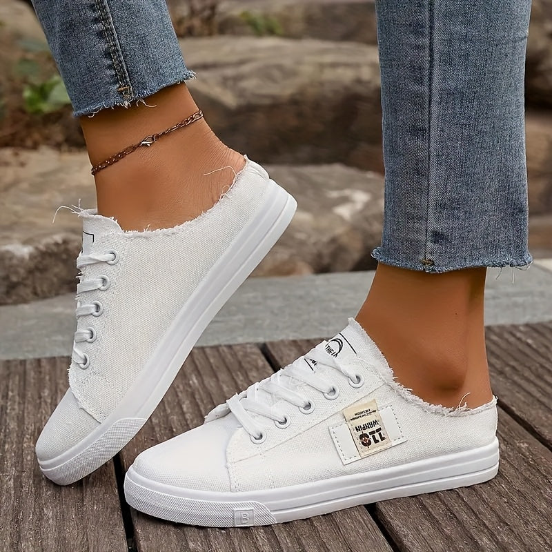 Women's Slip-On Low-Top Sneakers Black White Blue Casual All-Season