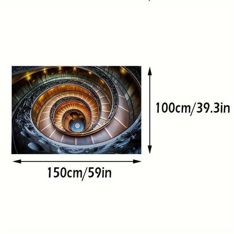 3D Spiral Staircase Pattern Area Rug for Living Room Bedroom Washable Door Mat