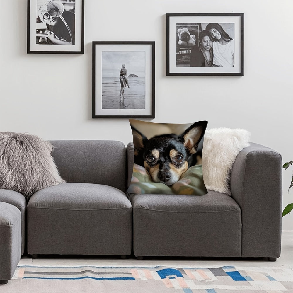 Chihuahua Print Throw Pillow Cover Reversible Polyester Decorative Cushion for Sofa Bed Car