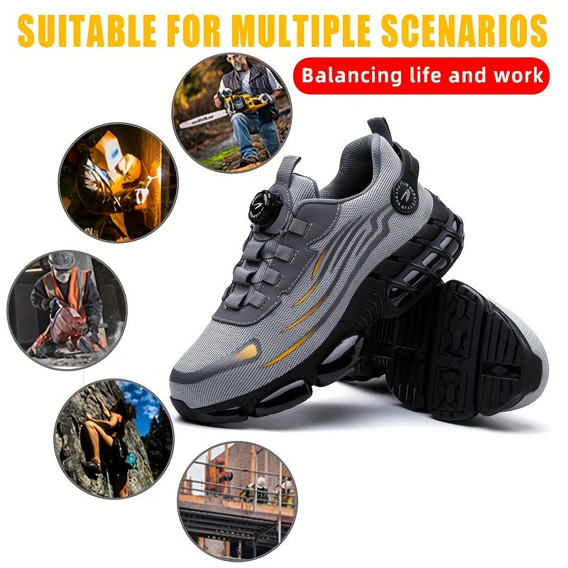 Men's Safety Work Shoes Impact Puncture Resistant Anti-Slip Fabric Low Top Round Toe
