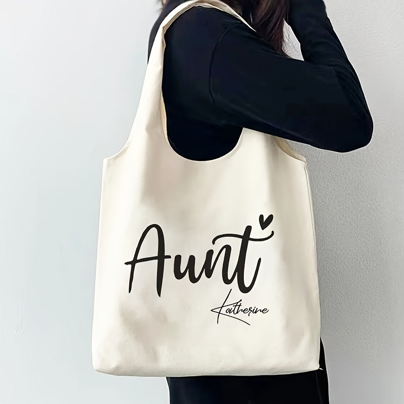 Stylish Aunt Tote Bag Canvas White Foldable Machine Washable Gift for Aunts