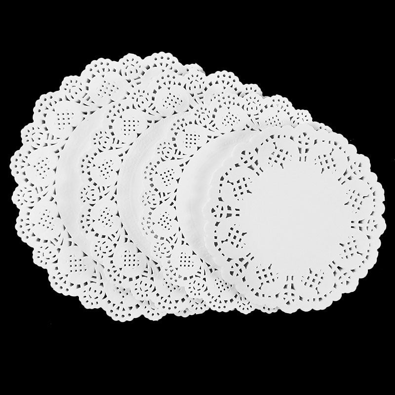 Set of 100 Round Lace Paper Doilies Oil Absorbent Placemats for Cake and Dessert Decoration