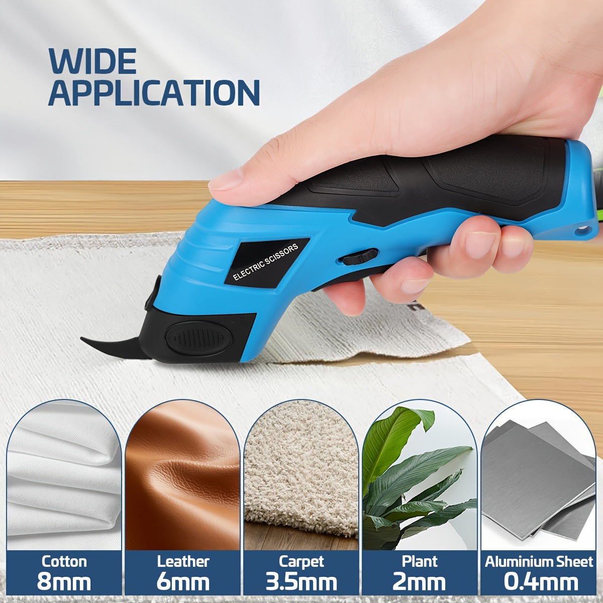 Electric Scissors Handheld Fabric Cutter USB Rechargeable 400RPM for Clothing Cardboard Carpet