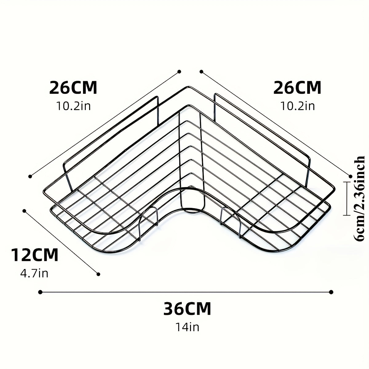 Black Stainless Steel Wall Shelf with 2 Tiers No-Drill Bathroom Kitchen Storage