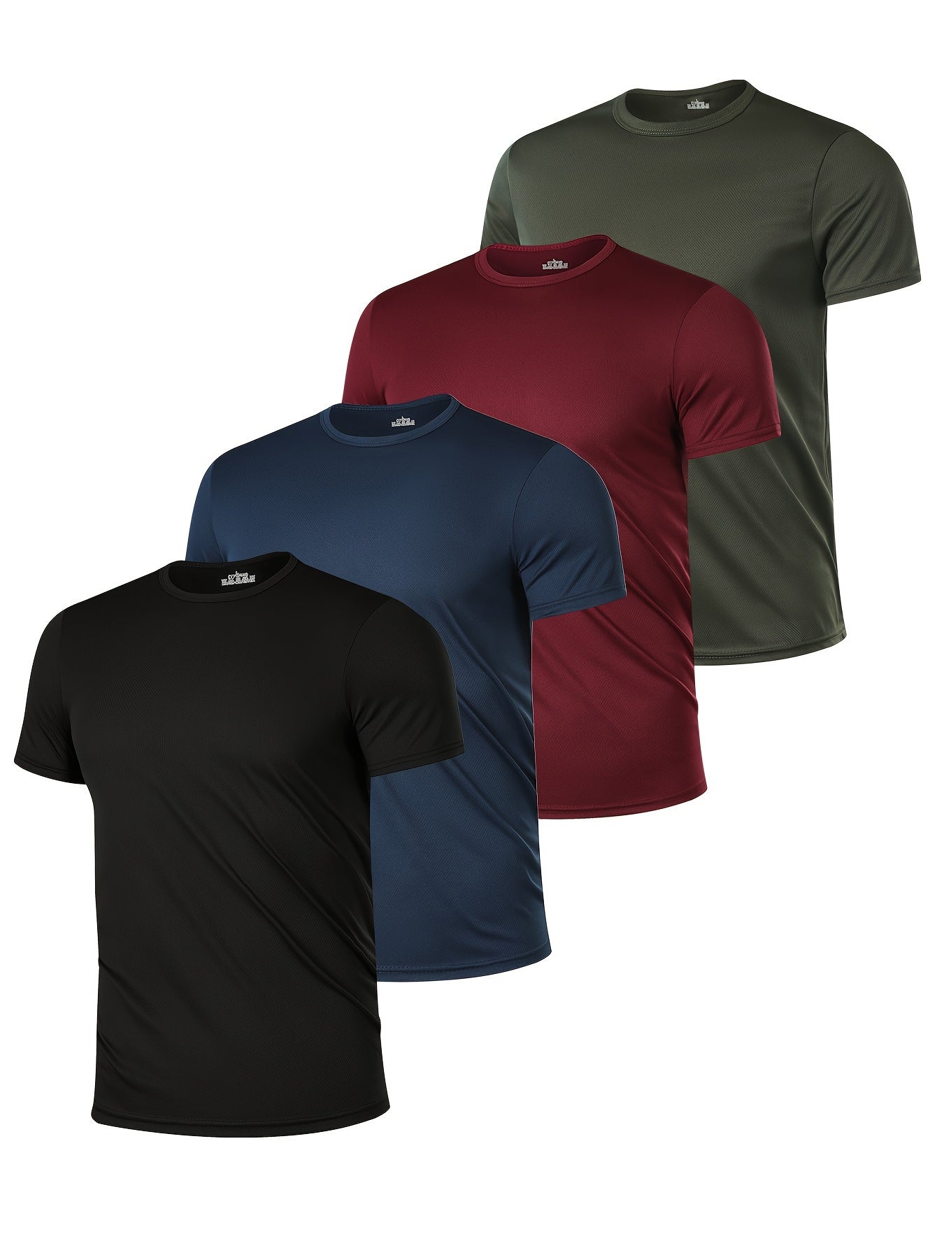 Men's Breathable Polyester T-Shirts Short Sleeve Crew Neck Solid Colors Casual Spring Summer
