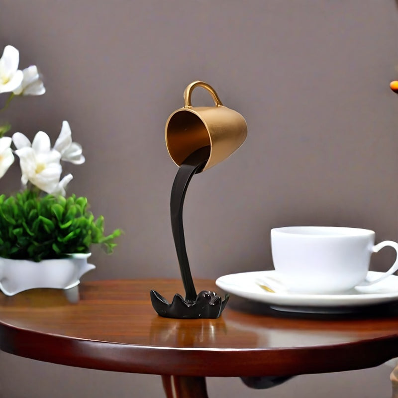 Decorative Resin Coffee Cup with Water Overflow Effect for Room and Office Decor