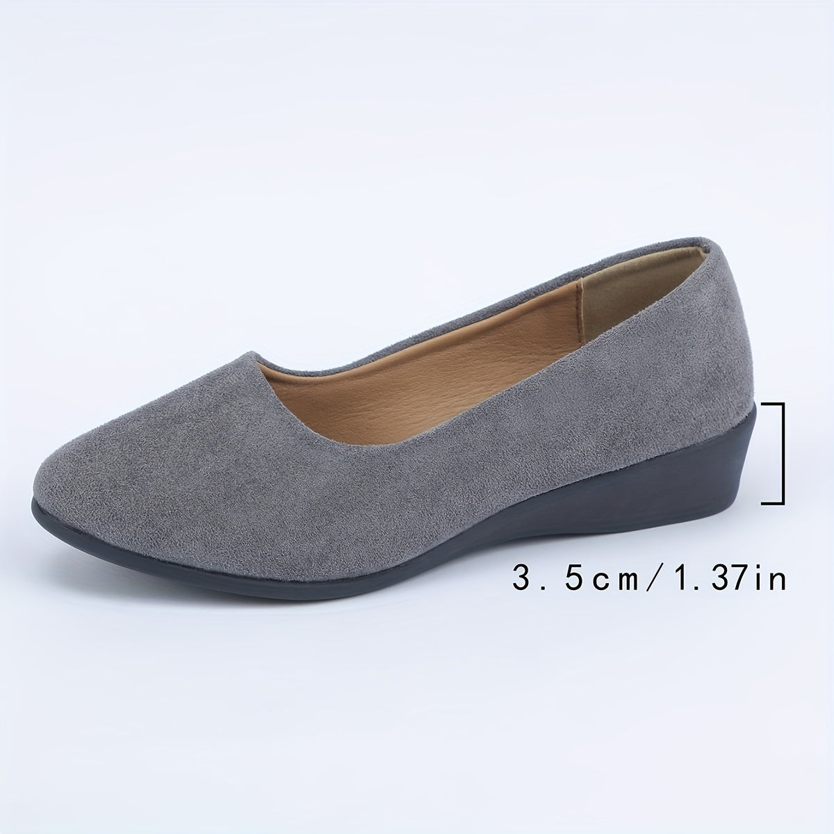 Women's Solid Color Wedge Heel Slip-On Shoes for Casual Outdoor Wear