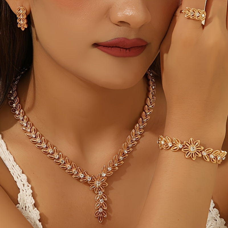 Bohemiya vintage zargarlik buyumlari to'plami ayollar uchun taqinchoq, bilaguzuk, uzuk, quloqchinlar, rhinestone, alloy