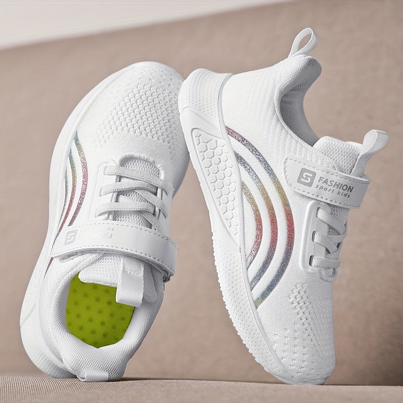 Girls Breathable Woven Sneakers Low Top Running Shoes for Spring and Fall