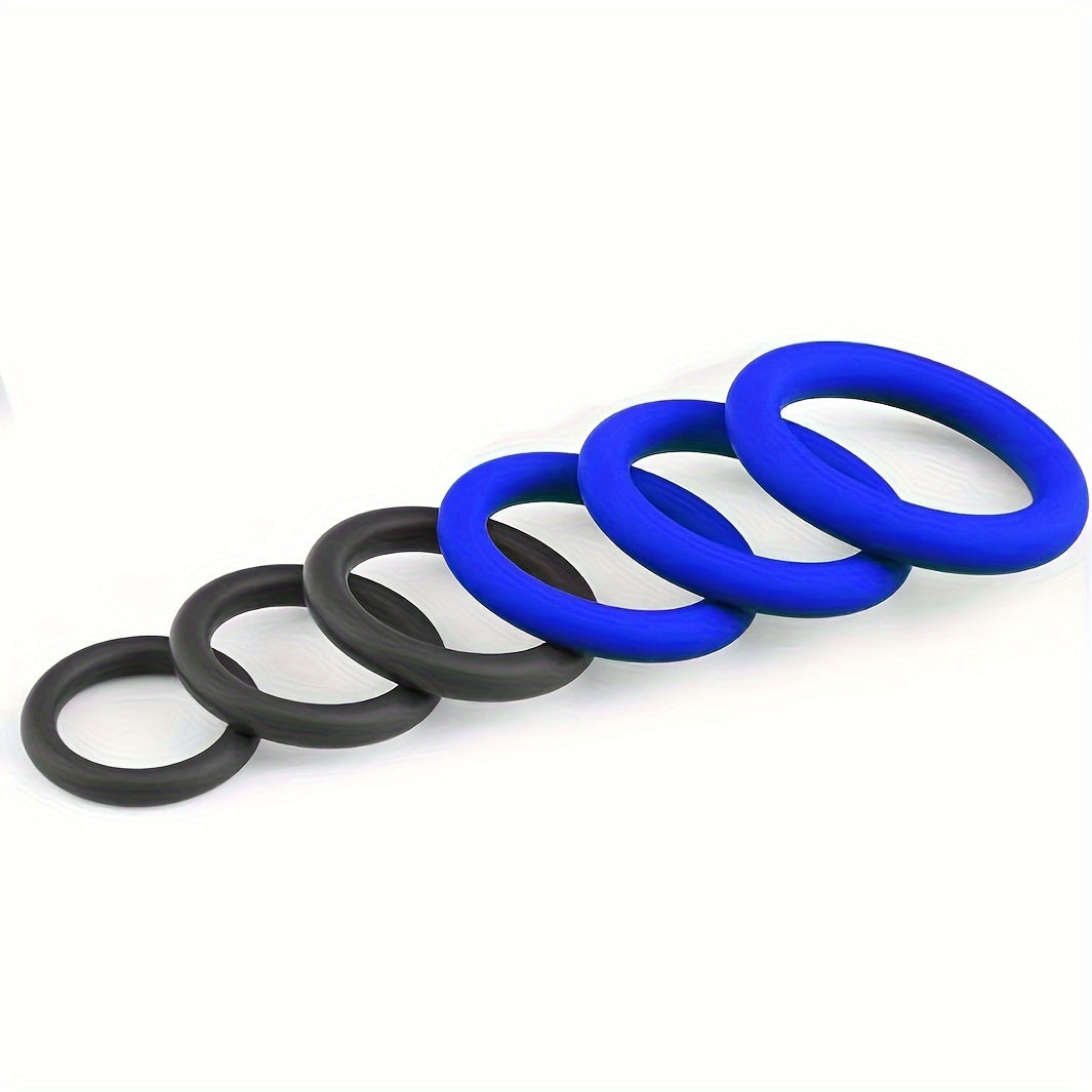 Men Soft Silicone Cock Rings Set of 6 Penis Delay Rings Adult Toys