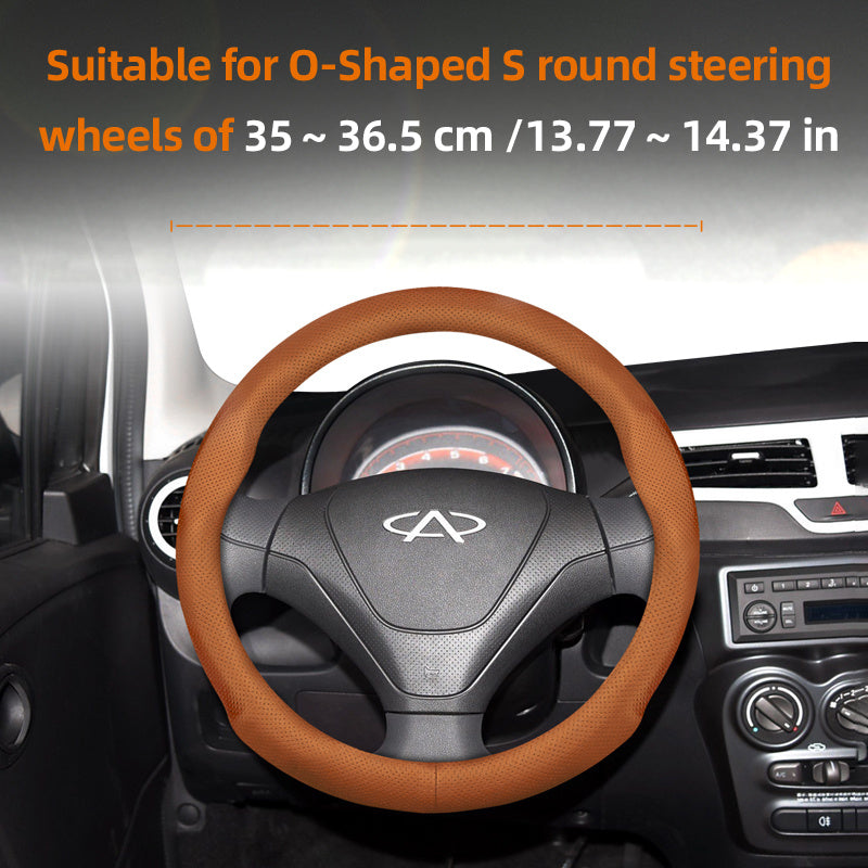 Universal Leather Steering Wheel Cover Breathable Thin Car Accessory Black Burgundy Brown