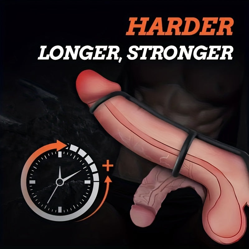 Men Silikon Penis Halqasi 3-in-1 Cho'ziladigan Chidamlilik Uzoq davom etadigan Sekssiz O'lchamlar