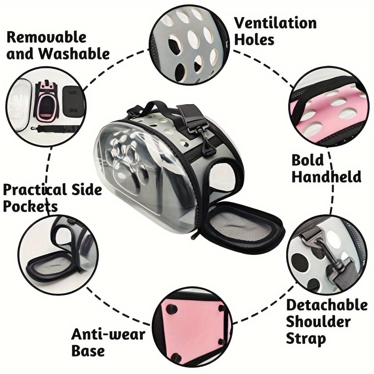 Breathable Foldable Cat Backpack Carrier with Footprint Design and Transparent Window