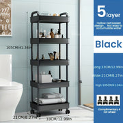 Carro de almacenamiento móvil de 5 niveles con ruedas para cocina, baño y gimnasio