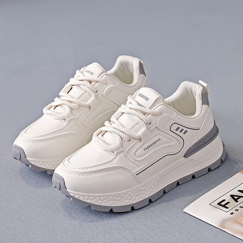 Women's Casual Sports Shoes Thick Sole Lace-up Outdoor Athletic Footwear