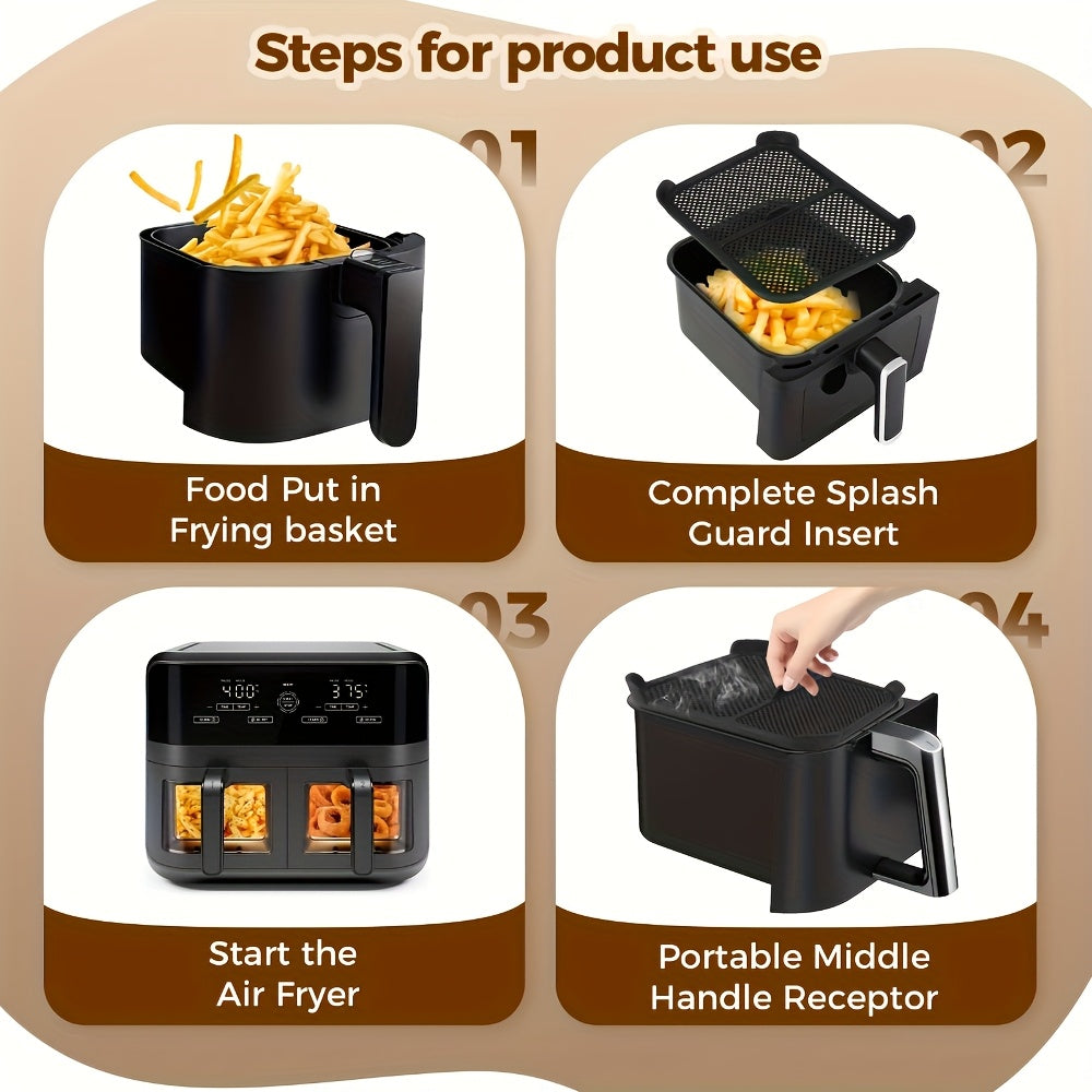 Qayta ishlatiladigan Silikon Splash Guardlar Ninja Air Fryer AF400 AF451 uchun, 2 ta to'plam, bardoshli, oson tozalanadi