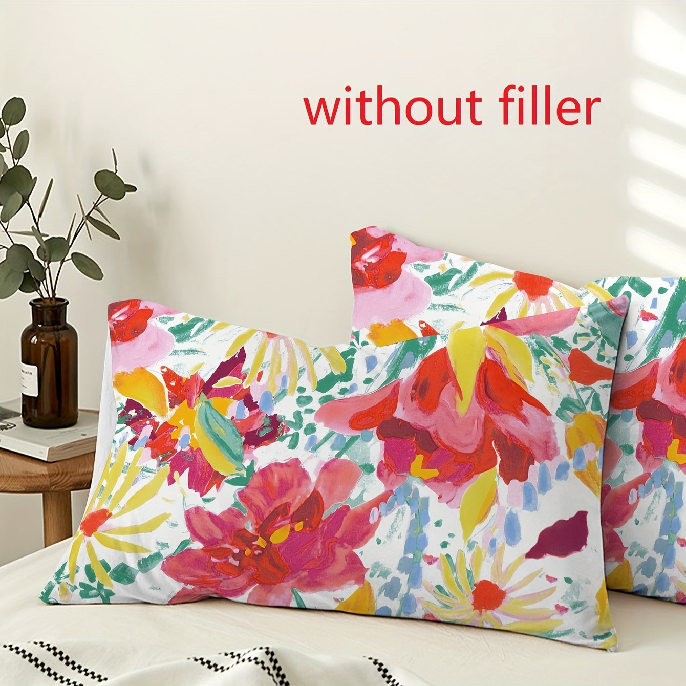 Fundas de almohada decorativas con estampado de flores para dormitorio y sofá, juego de 2, tela suave y transpirable