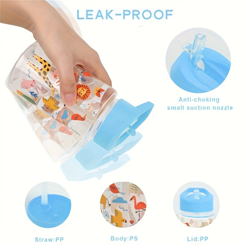 450ml BPA-Free Plastic Water Bottle with Animal Design and Straw for Travel Outdoor Daily Use