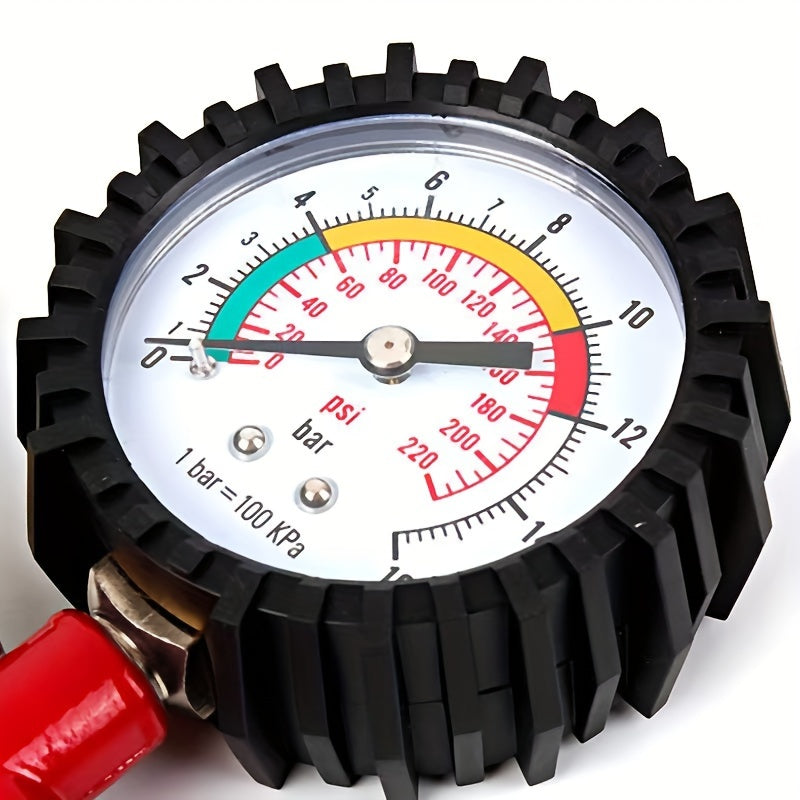 Universal Tire Pressure Gauge Inflator with Rubber Hose and Pressure Measuring