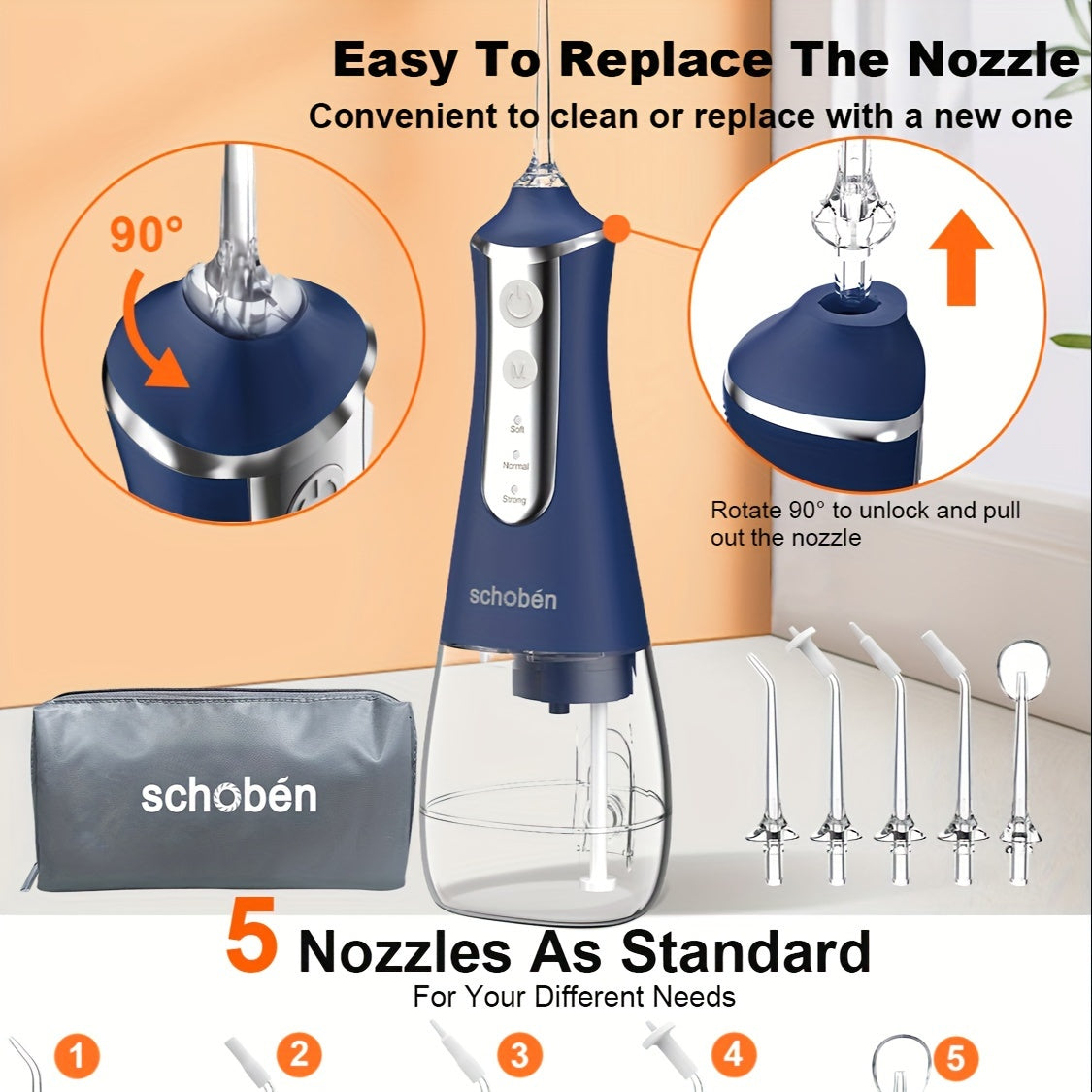 Portativ simsiz suv tozalash uchun tish cho'pkichi, 300ML suv tanki bilan