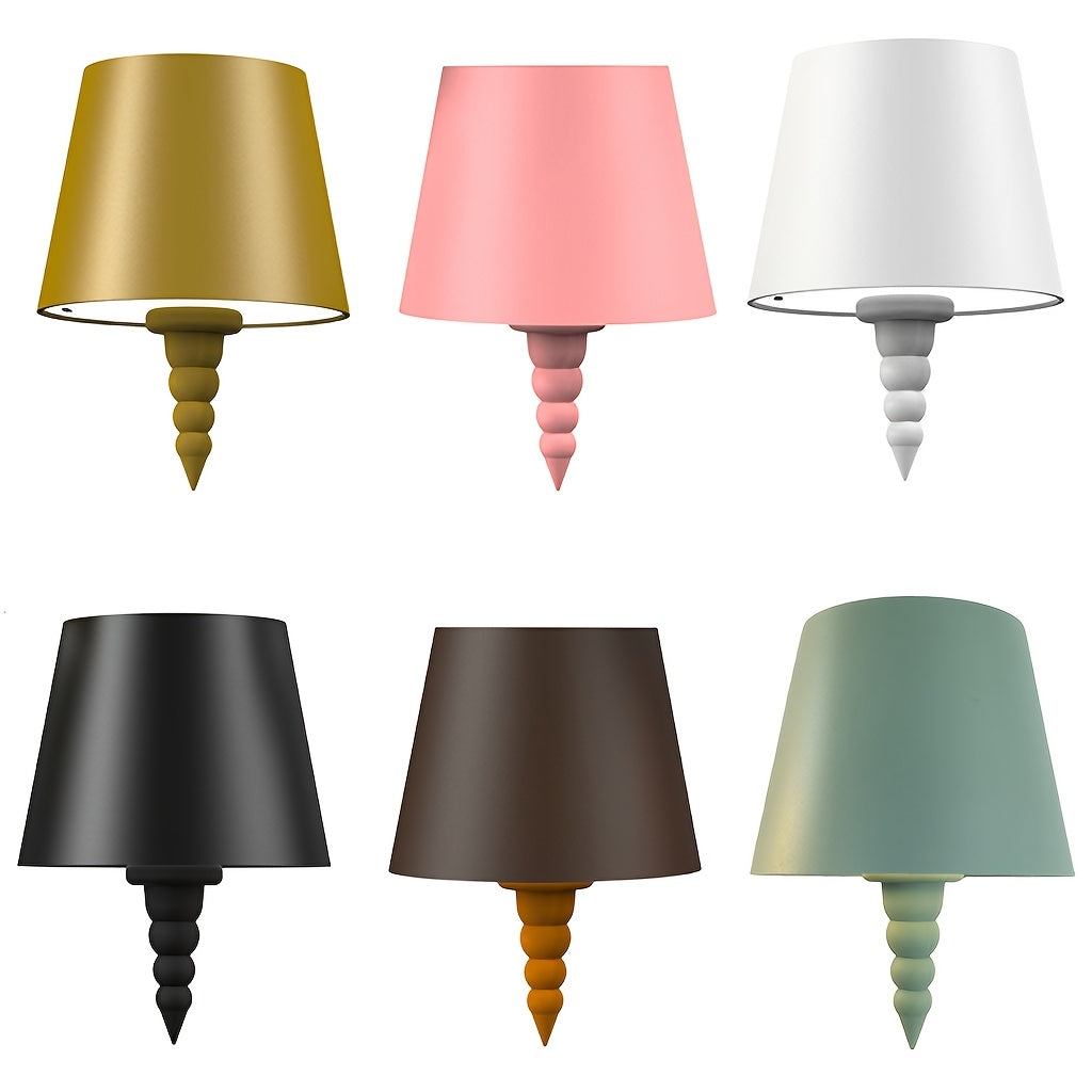 Portativ simsiz LED stol lampasi, mat finish, teginish nazorati va sozlanadigan yorqinlik, qayta zaryadlanadigan 1200mAh batareya, USB zaryadlash. Turli xonalar uchun mos, bir nechta ranglarda mavjud.