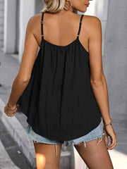 Women's Red Off-Shoulder Spaghetti Strap Ruffled Tank Top Sleeveless