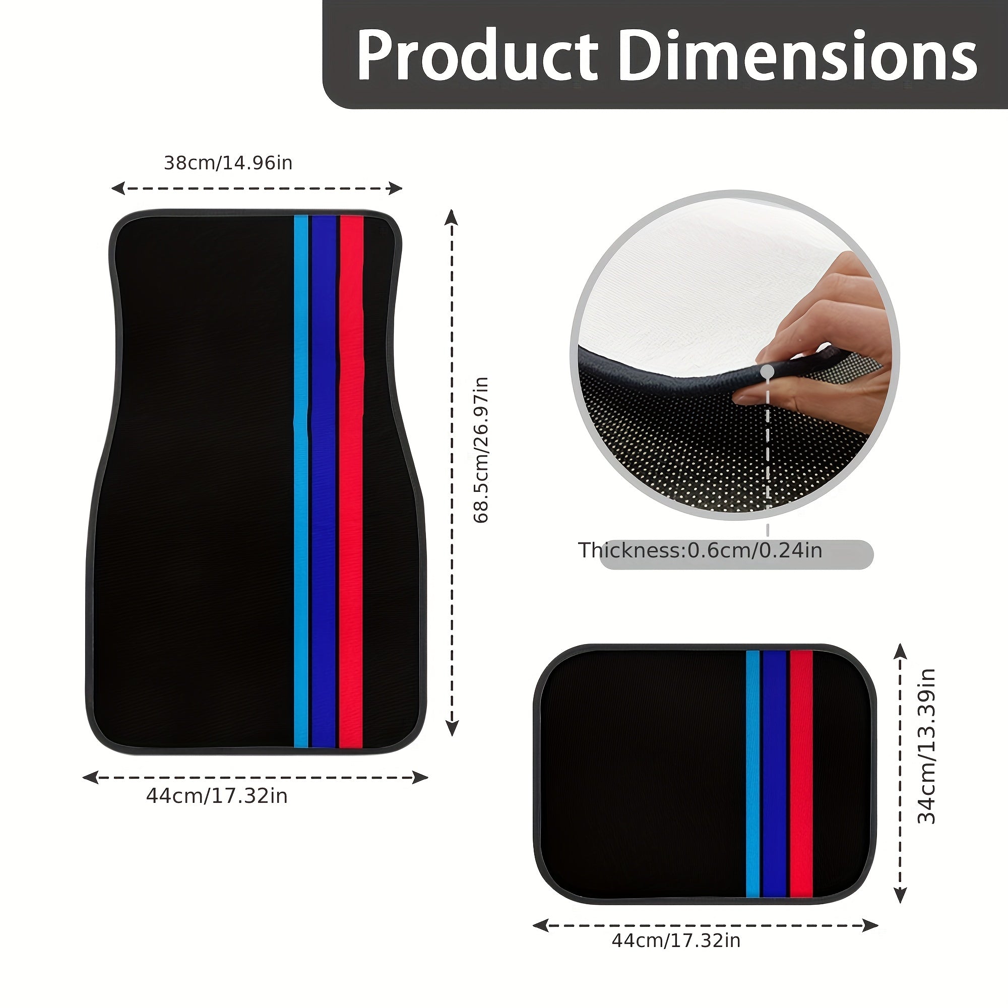 Universal Polyester Car Floor Mats 4 Pack All-Season Anti-Slip Washable