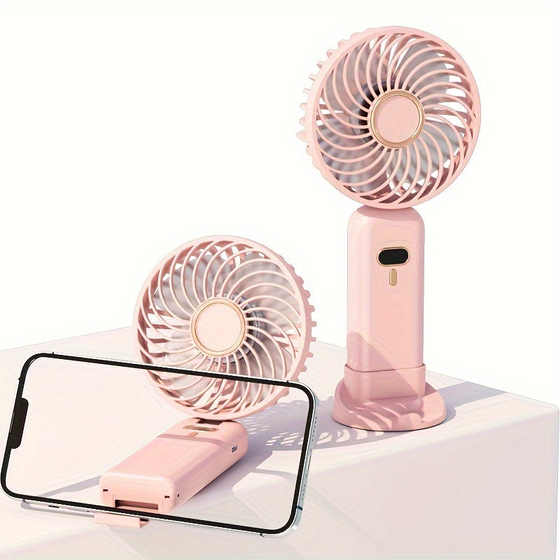 Portable Handheld Fan with 5-Speed Turbo Tilt, USB Rechargeable, Compact for Travel and Office