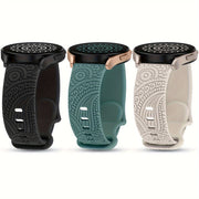 Women's 20mm Silicone Floral Engraved Smartwatch Band Compatible with Samsung Galaxy Watch Models