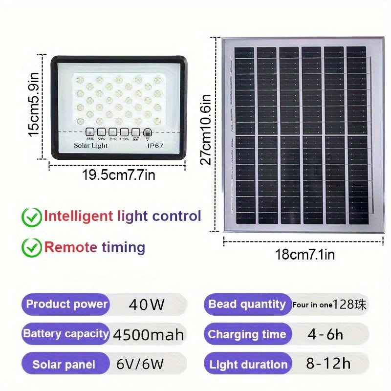 High Power Solar Street Light with Light Control Remote Timing Large Battery Spotlight