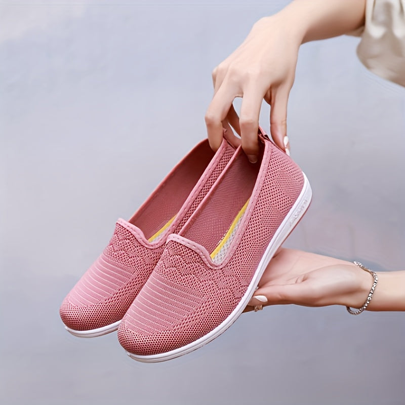 Women's Breathable Slip-On Flats Summer Casual Pink Round Toe Shoes