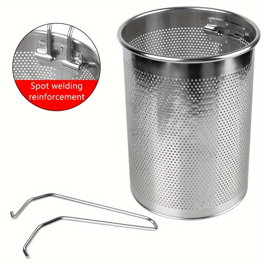 304 Stainless Steel Deep Fryer Pot with Strainer Basket and Foldable Handle