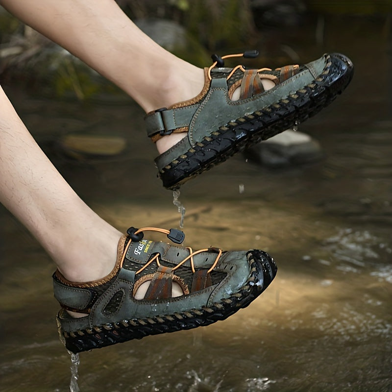 Men's Mesh Sandals with Adjustable Drawstring for Outdoor Casual Walking