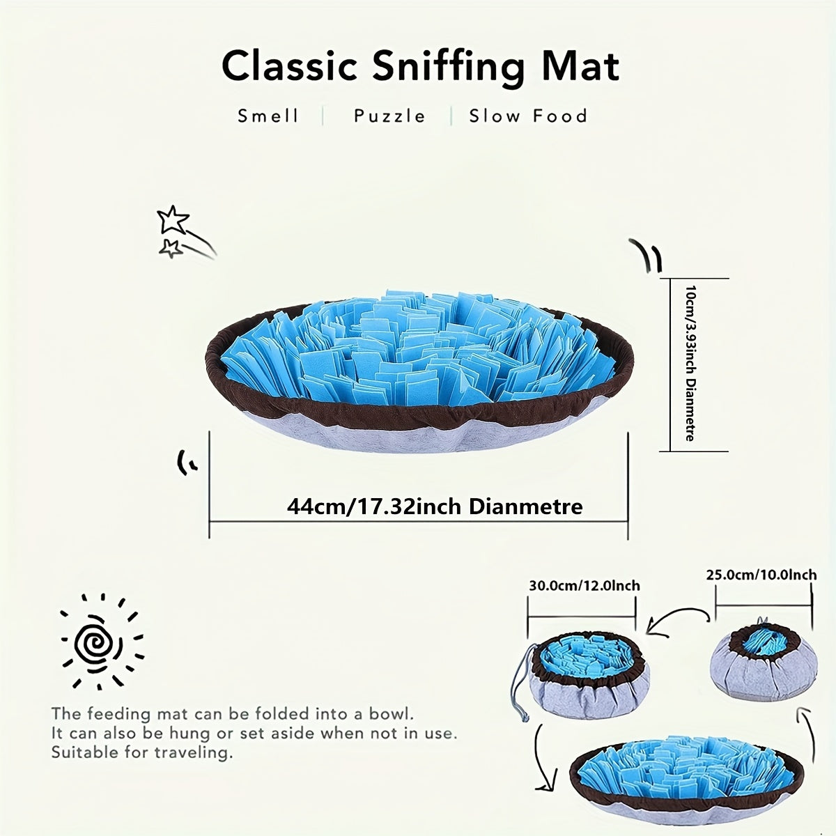 Round Dog Sniffing Puzzle Toy Hide Treats Natural Foraging Stimulating