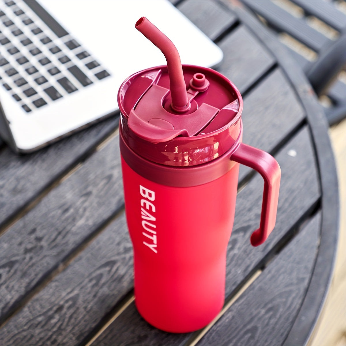 Large Plastic Water Bottle with Straw for Hiking and Outdoor Use