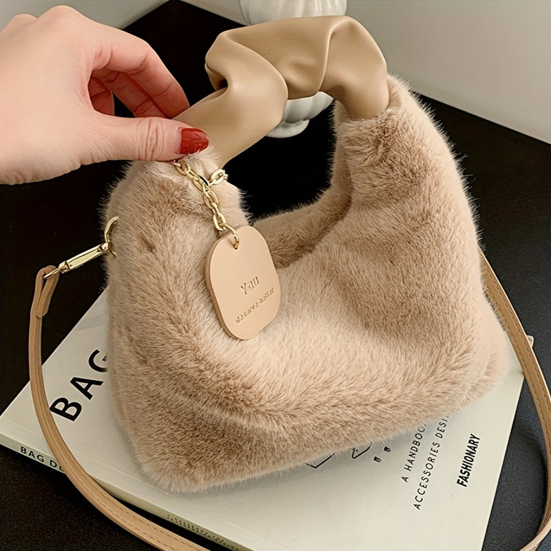 Zipperli, yuqori tutqichli zamonaviy sun'iy mo'yna pochtasi - barcha yoshlar va tadbirlar uchun mos - kuz va qish uchun engil clutch.