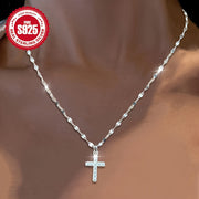 Women's Lip Necklace with Cross Pendant Sparkling Stylish Hypoallergenic Lightweight for Parties and Daily Wear