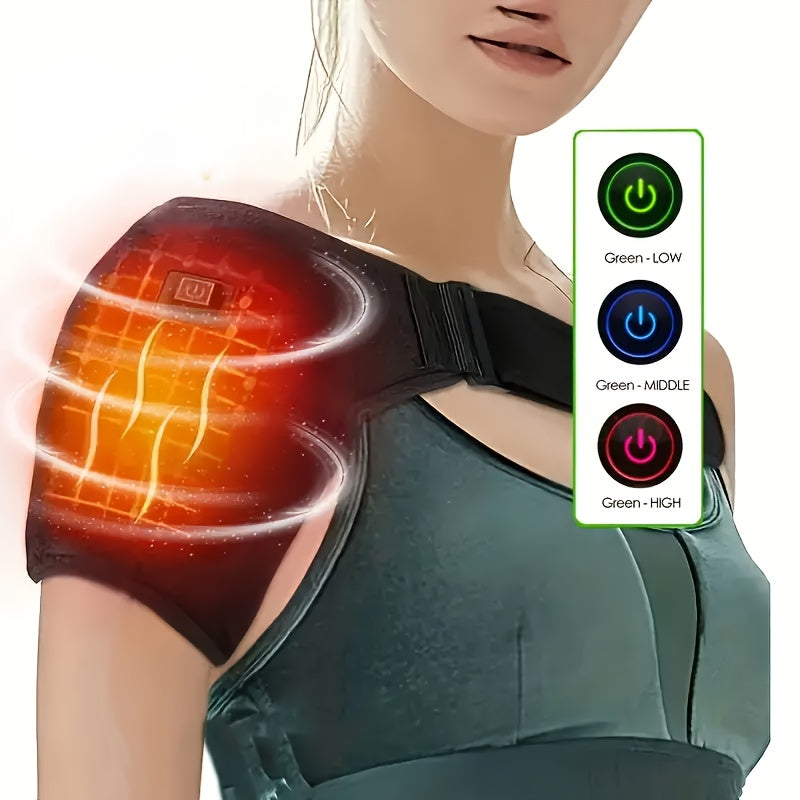 USB quvvatlangan isitiladigan yelka va tirsak massaj qiluvchi tayanch, tinchlantiruvchi issiqlik yostiqchasi, past voltli ishlash, nafas oladigan to'r mato va sozlanadigan tasma bilan.