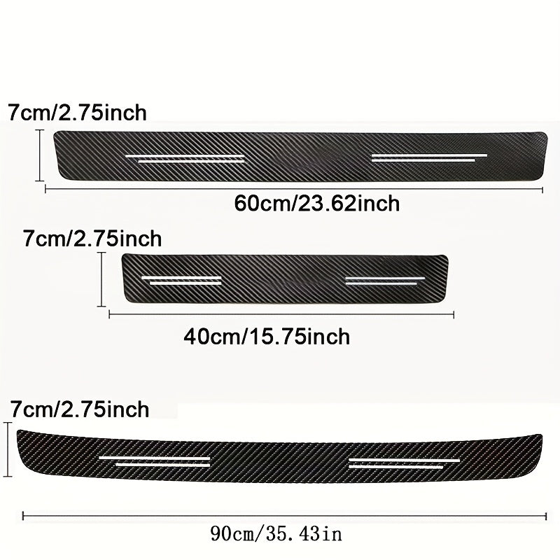 Car Car Door Sill Carbon Fiber Sticker Side Anti Scratch Tape Set