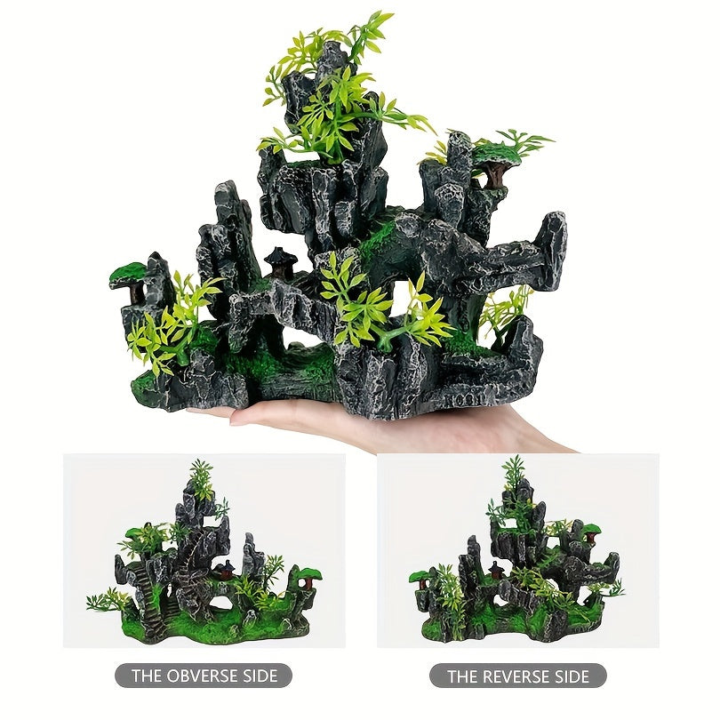 Resin Aquarium Rockery Decor Double-Sided Landscape for Fish Tanks