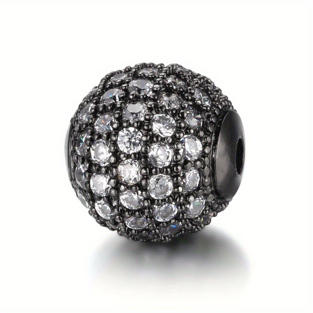 Set of 3 Cubic Zirconia Ball Charms 6/8/10mm for Bracelet Making