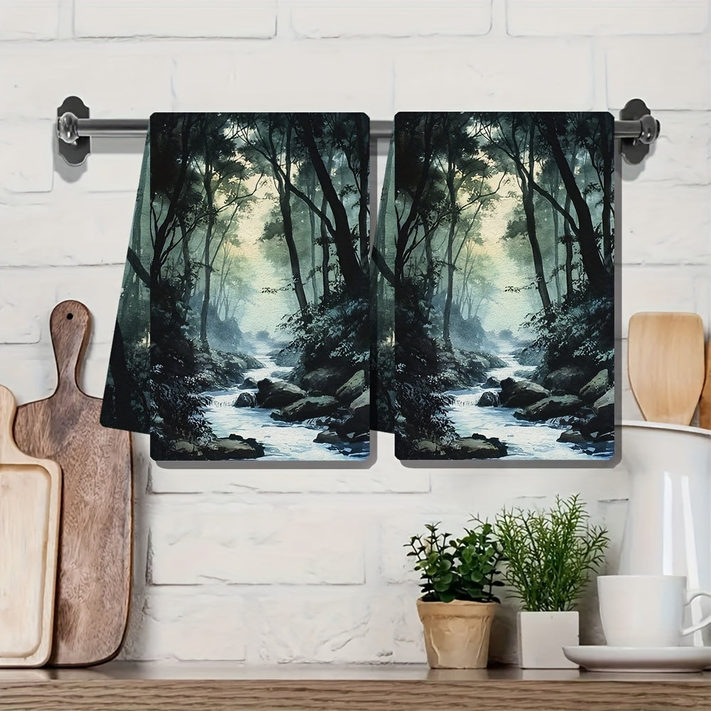 Set of 2 River-Inspired Kitchen Towels 16x24 Inches Highly Absorbent Dish Towels